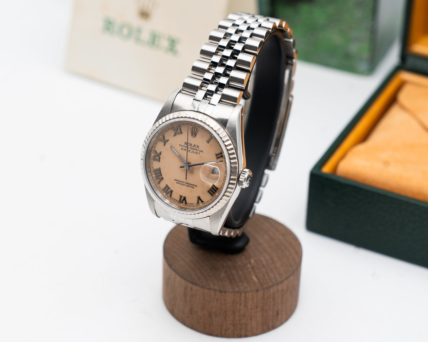 Rolex Datejust 16234 Cream Patina Roman Dial on Jubilee 1990