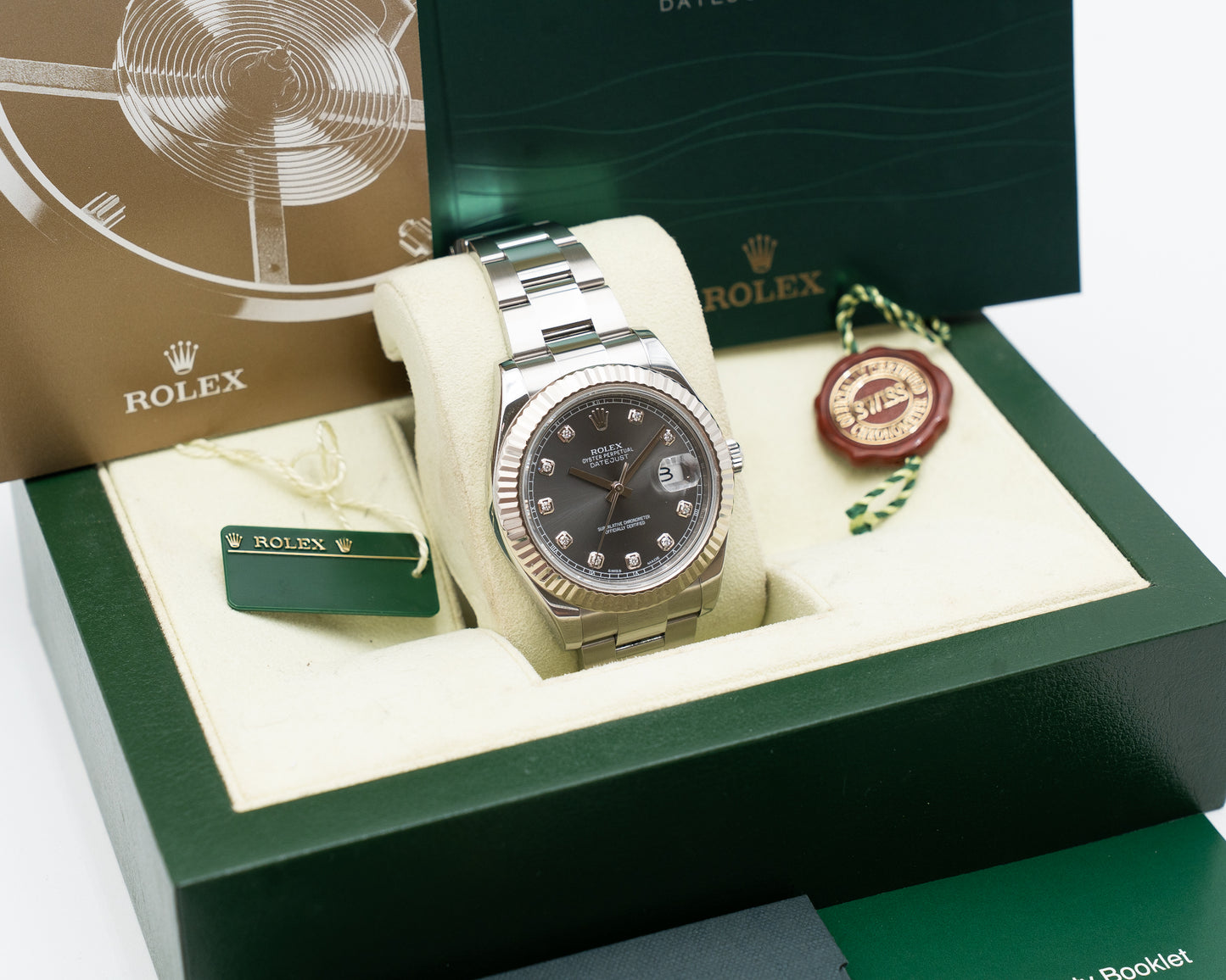 Rolex Datejust II 116334-0009 Fluted Dark Rhodium Diamond 2013