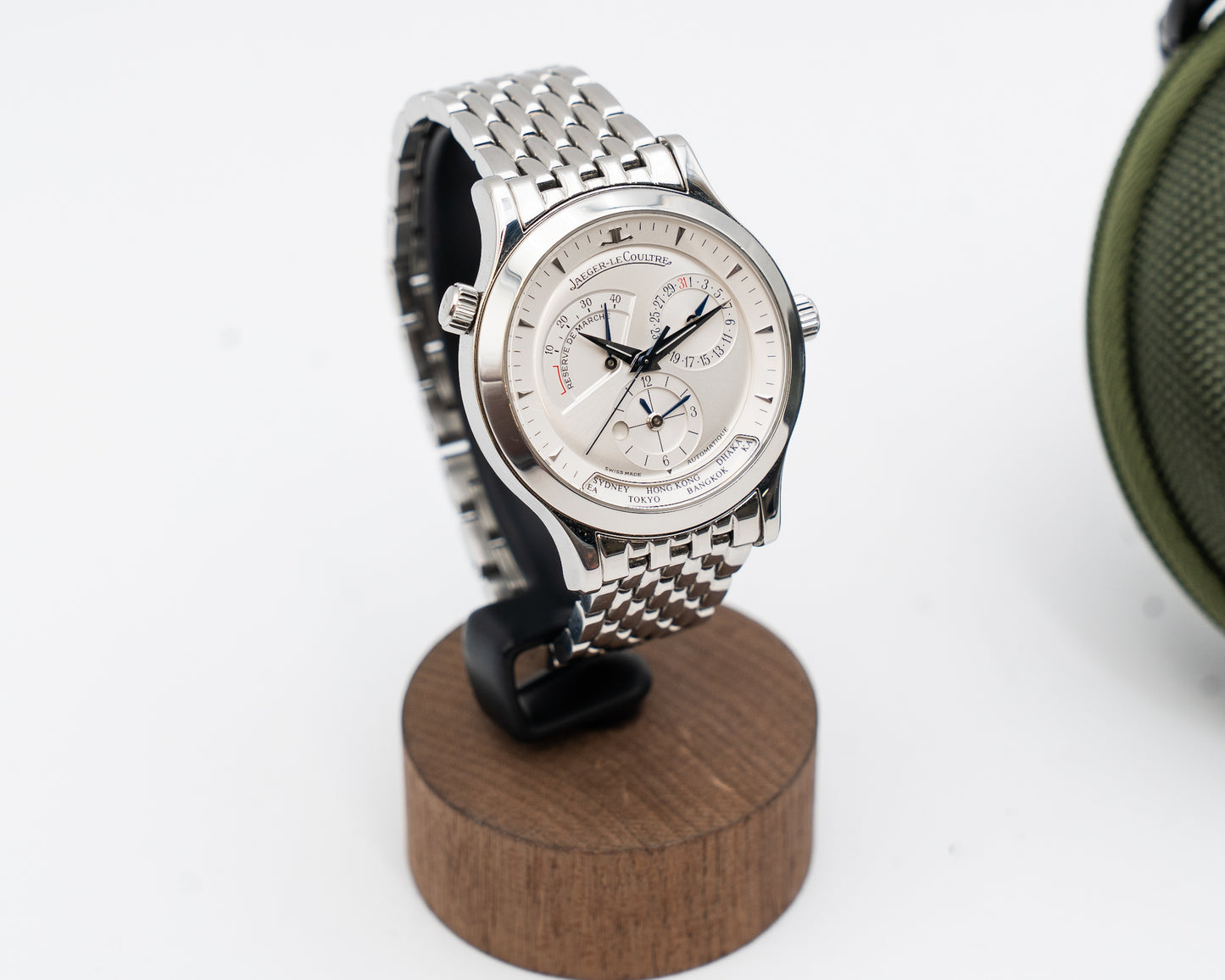 Jaeger LeCoultre Master Geographic 38mm Q1428120 World Timer on Beads of Rice Bracelet