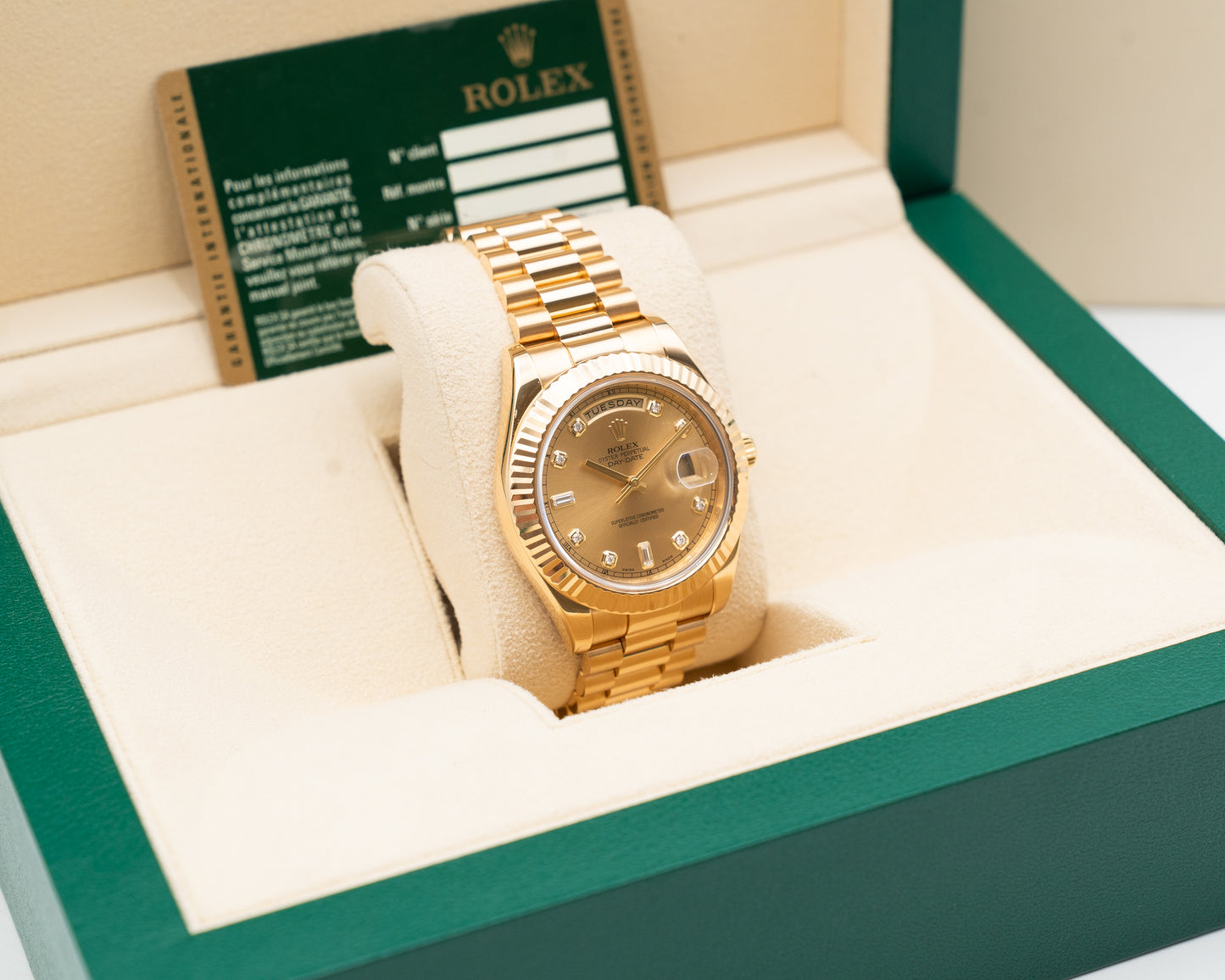 Rolex Oyster Perpetual Day-Date II 218238 chdp 41mm Yellow Gold Diamond Dial 2014