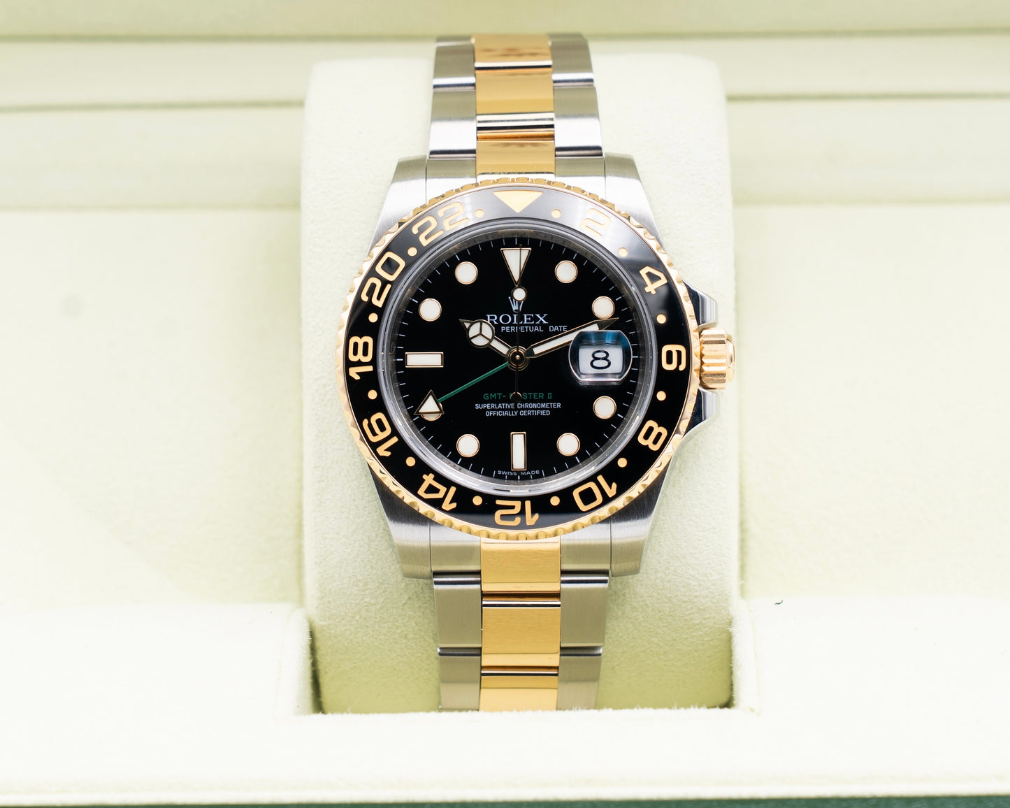 Rolex GMT Master II 40mm 116713 Green Arrow Two Tone 2012