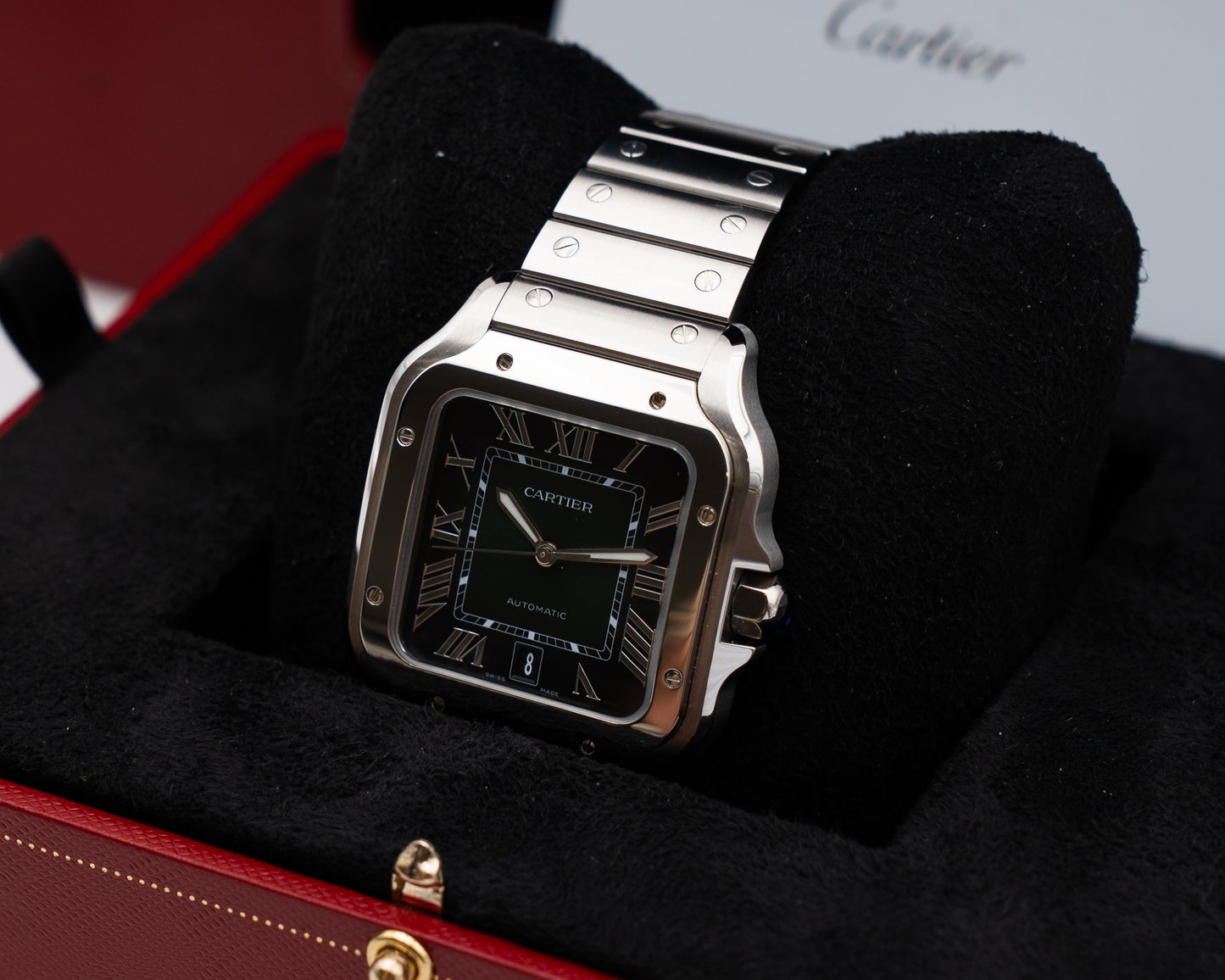 UNWORN Santos de Cartier 39.8mm WSSA0062 Green Dial