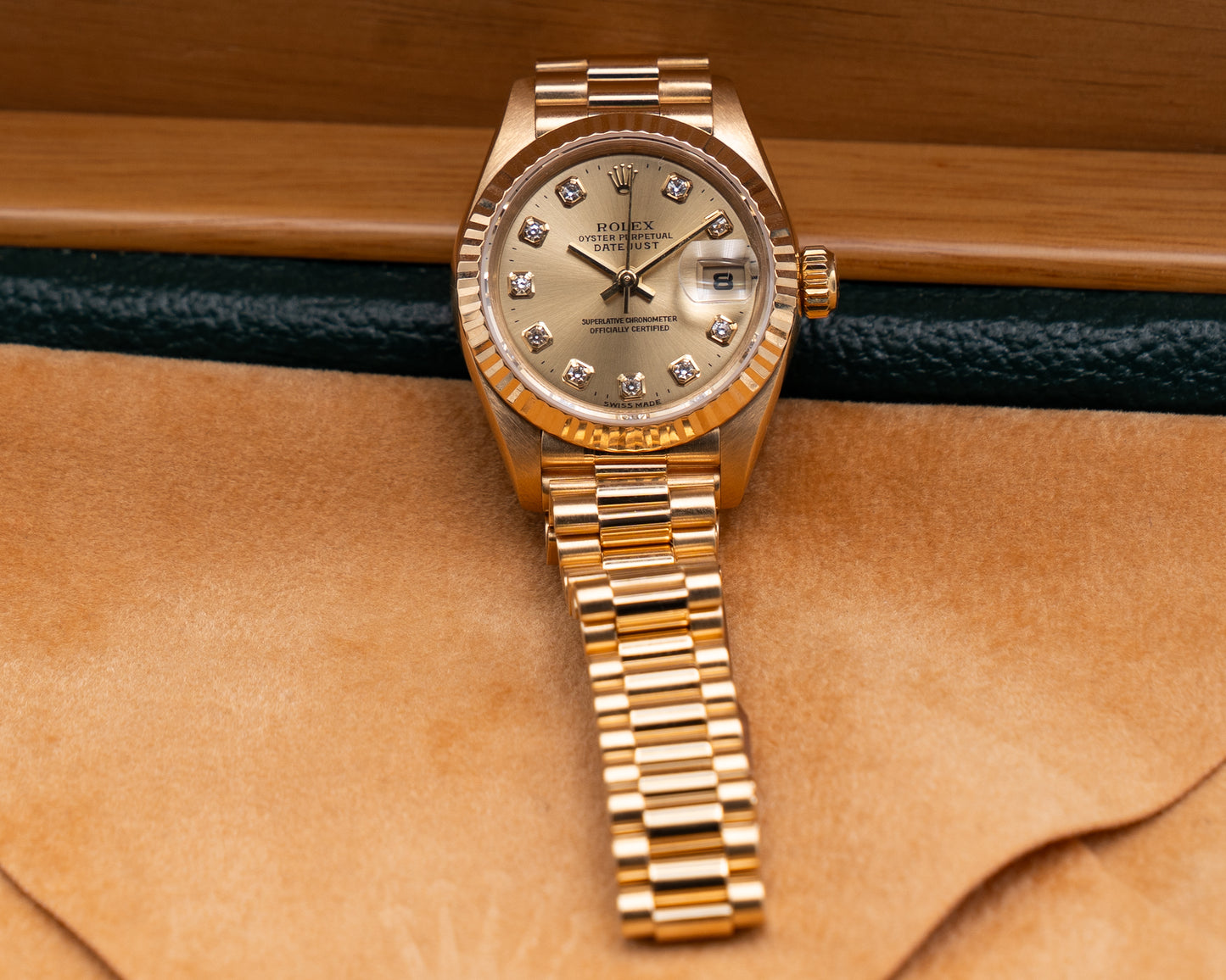 Rolex President 26mm 69178 Yellow Gold Diamond Dial T Serial