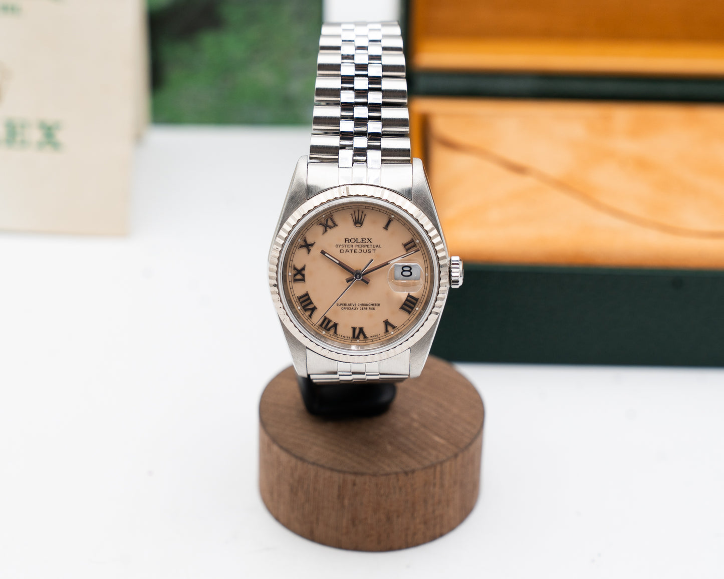 Rolex Datejust 16234 Cream Patina Roman Dial on Jubilee 1990