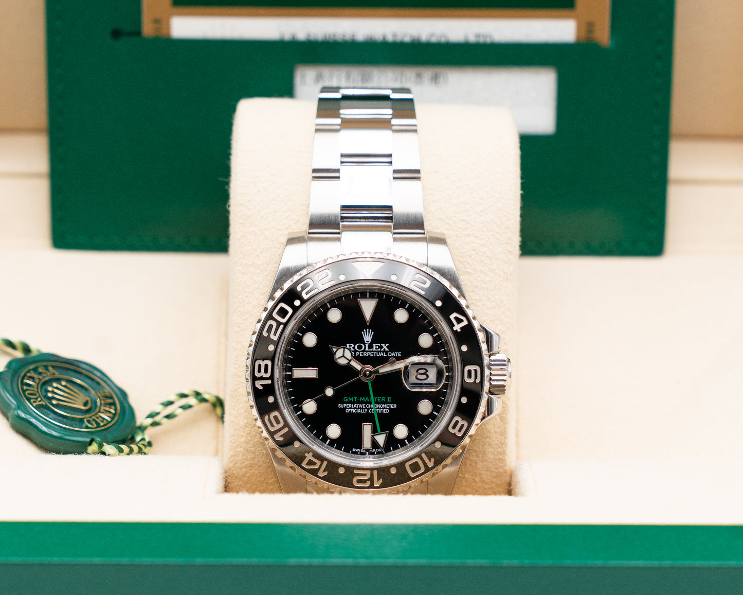 Rolex Steel GMT Master II 40mm 116710LN Black Green Arrow 2010