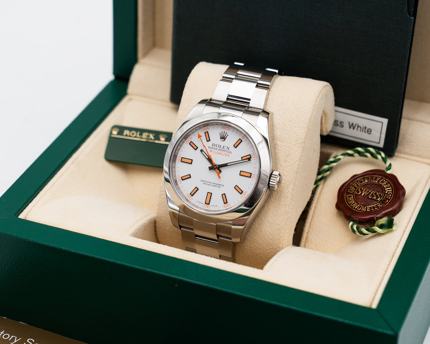 Rolex Milgauss 40mm 116400 White and Orange 2015