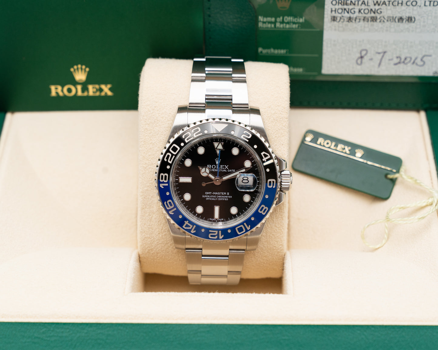 Rolex GMT Master II 40mm 116710BLNR Batman Black and Blue 2015