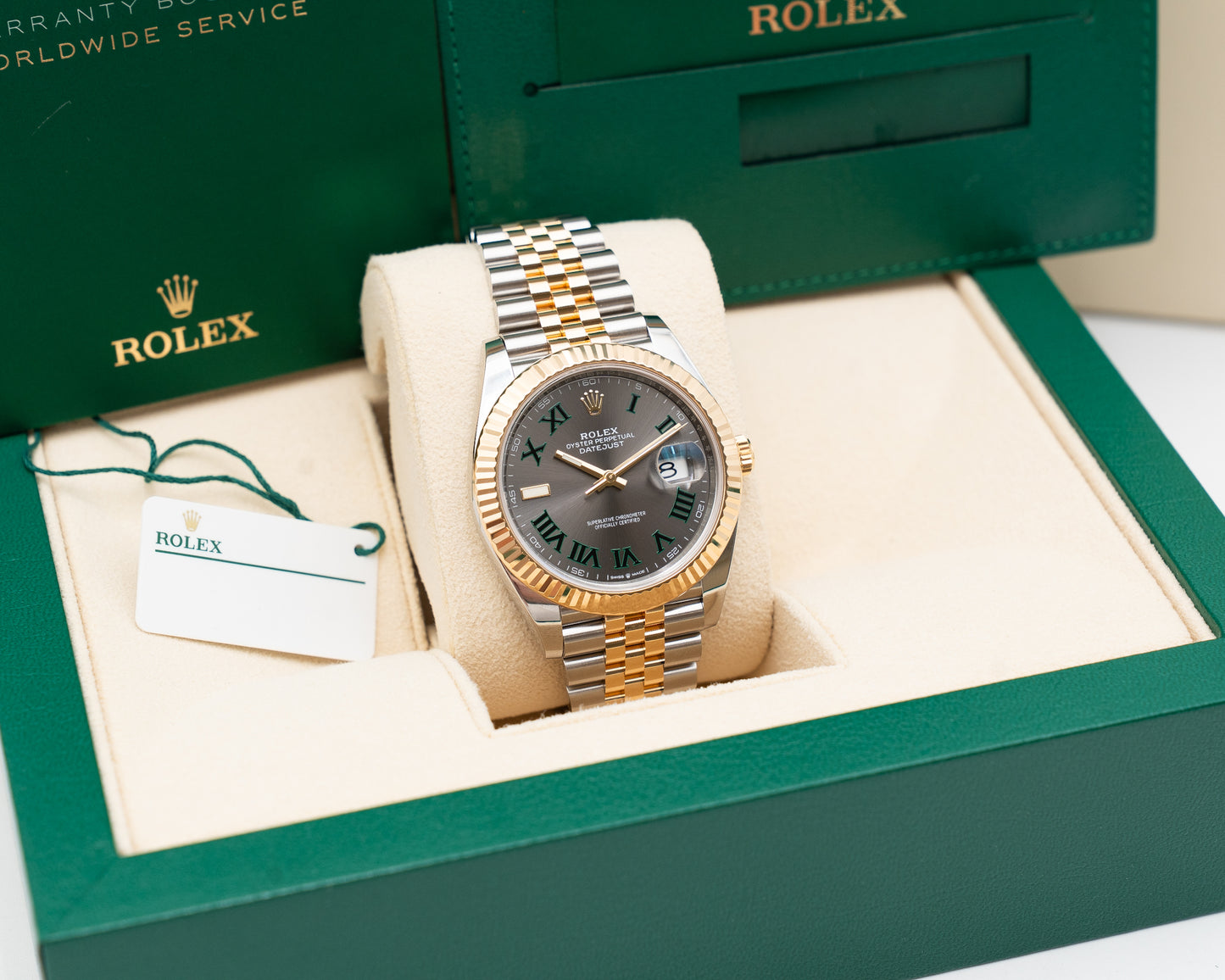 Rolex Date just 126333-0020 41mm Two Tone Yellow Gold Wilbledon 2021