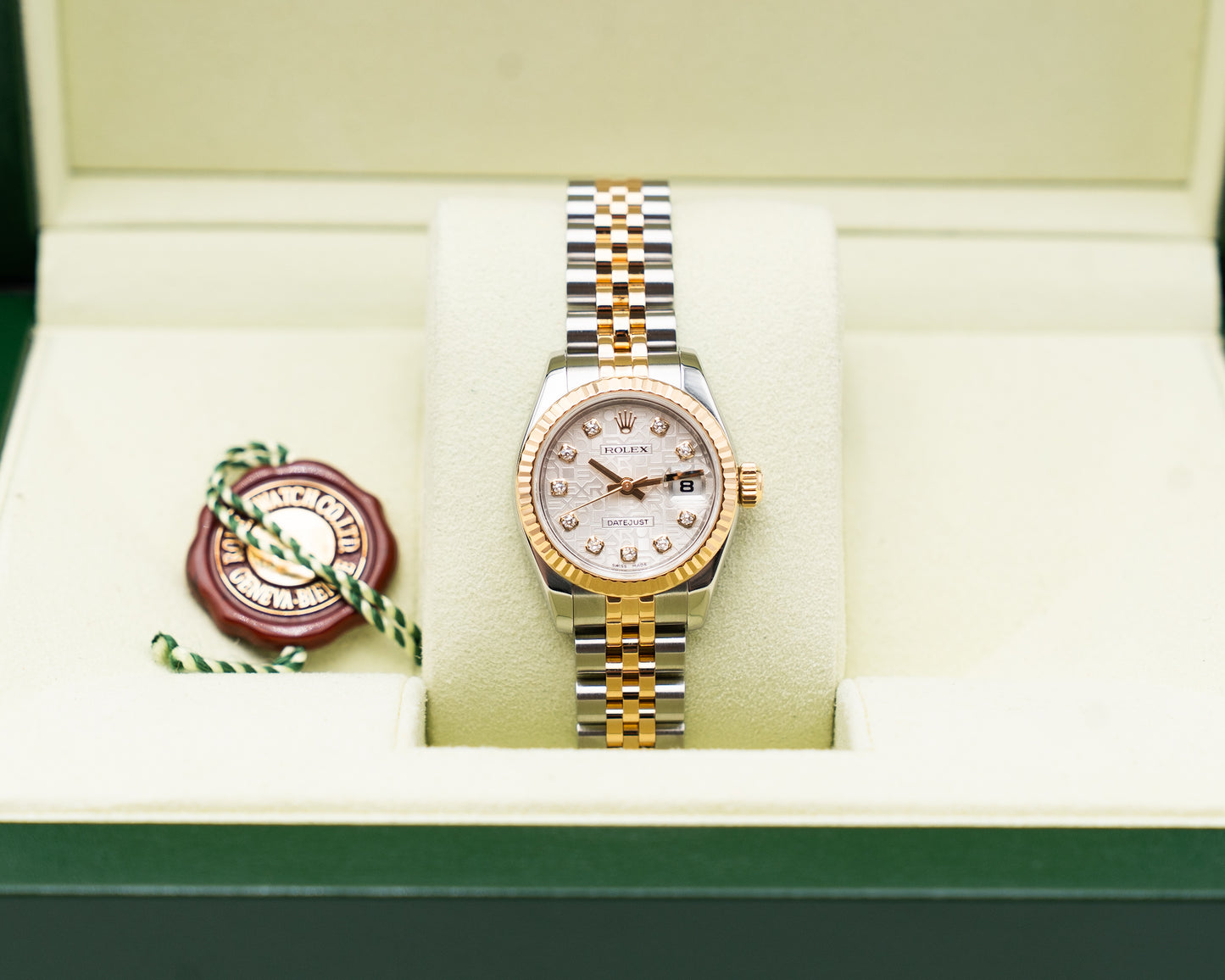 Rolex Datejust 26mm 179173 Two Tone Yellow Jubilee Diamond Markers Motif Dial 2014