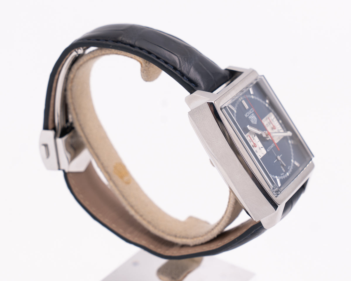 Tag Huer Monaco 39mm cbl2111-0 Blue Dial Blue Alligator Strap