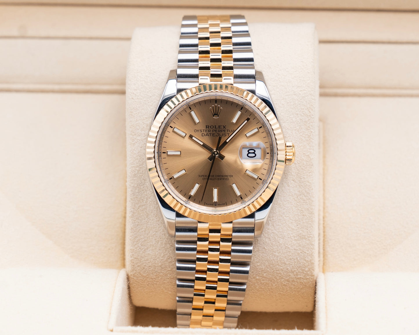 Rolex Datejust 36mm 126233 Champagne Two-Tone Fluted Jubilee 2023