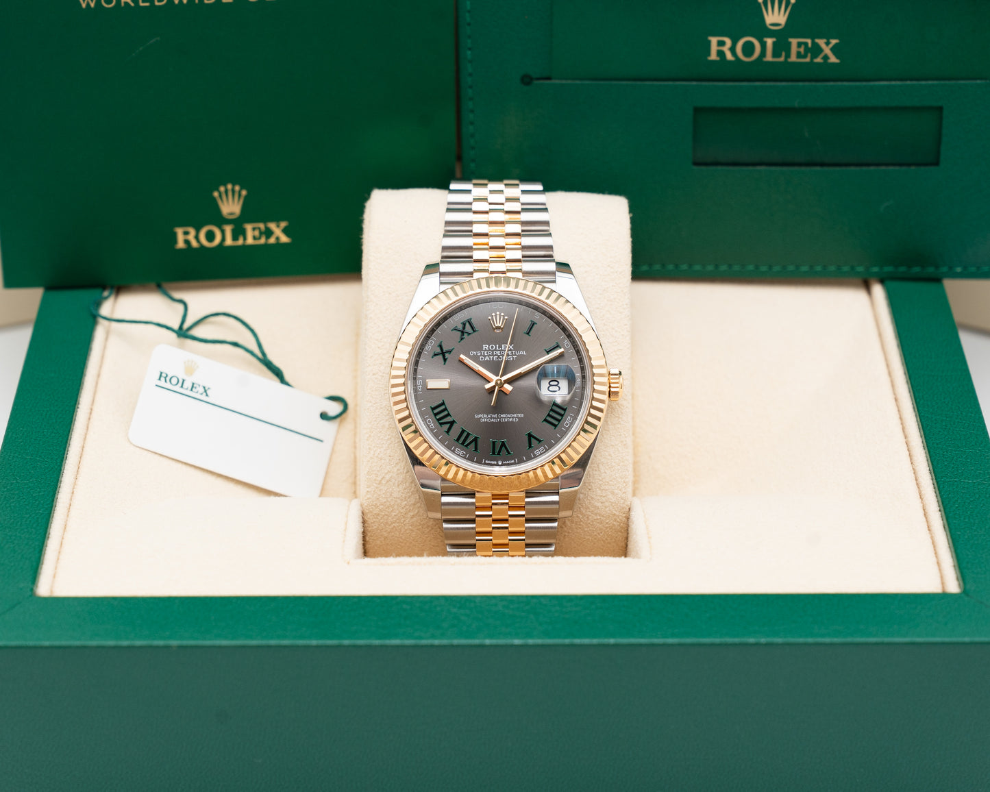 Rolex Date just 126333-0020 41mm Two Tone Yellow Gold Wilbledon 2021