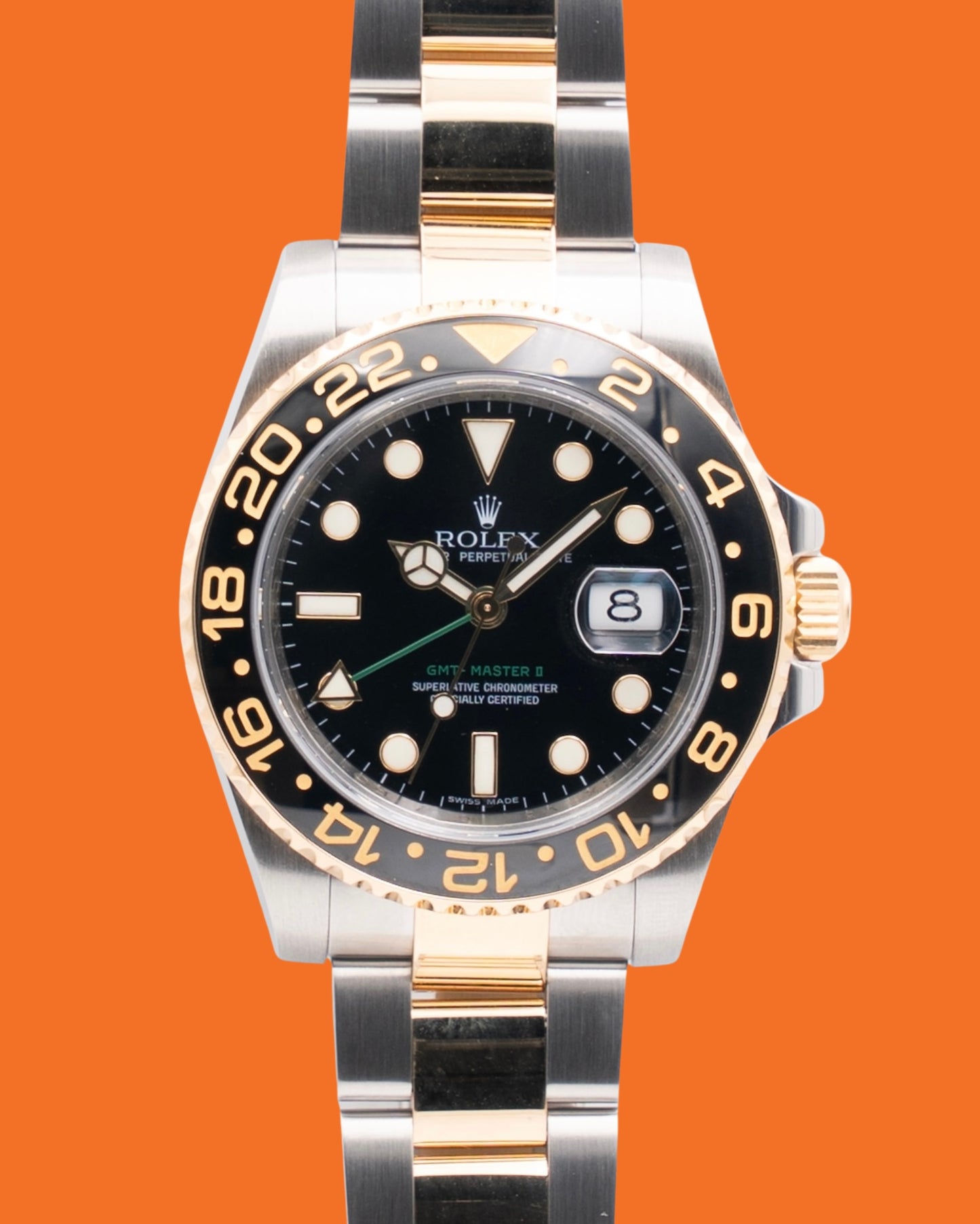 Rolex GMT Master II 40mm 116713 Green Arrow Two Tone 2012