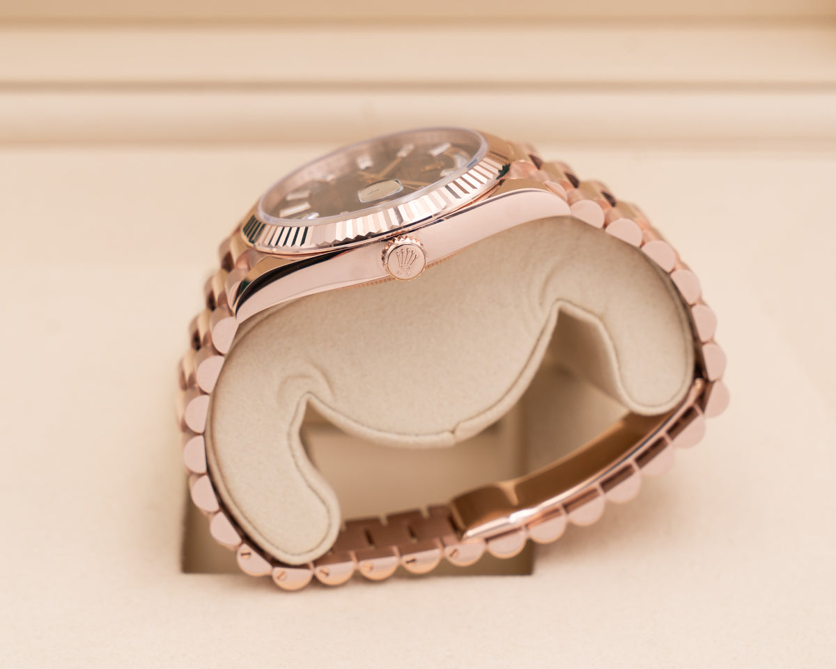 Rolex Day Date 40mm 228235 Everose Eisenkiesel With Diamonds Wood