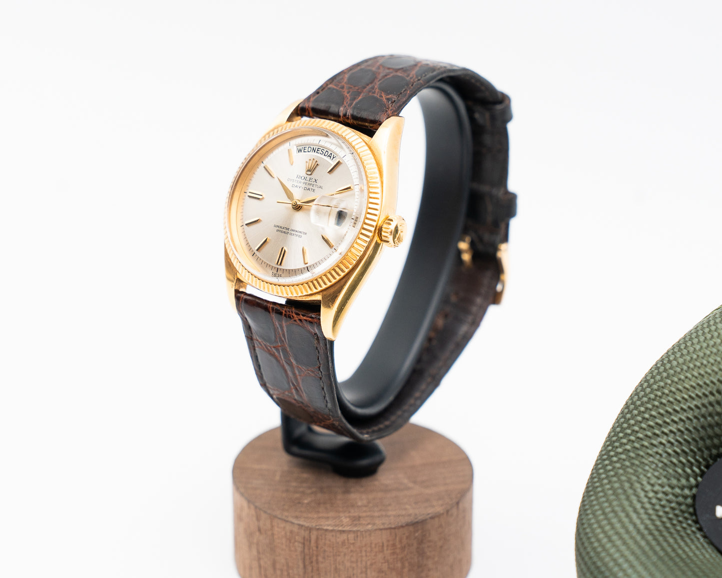 Rolex Day-Date 36mm 6611 Yellow Gold Case Silver Dial Leather Strap