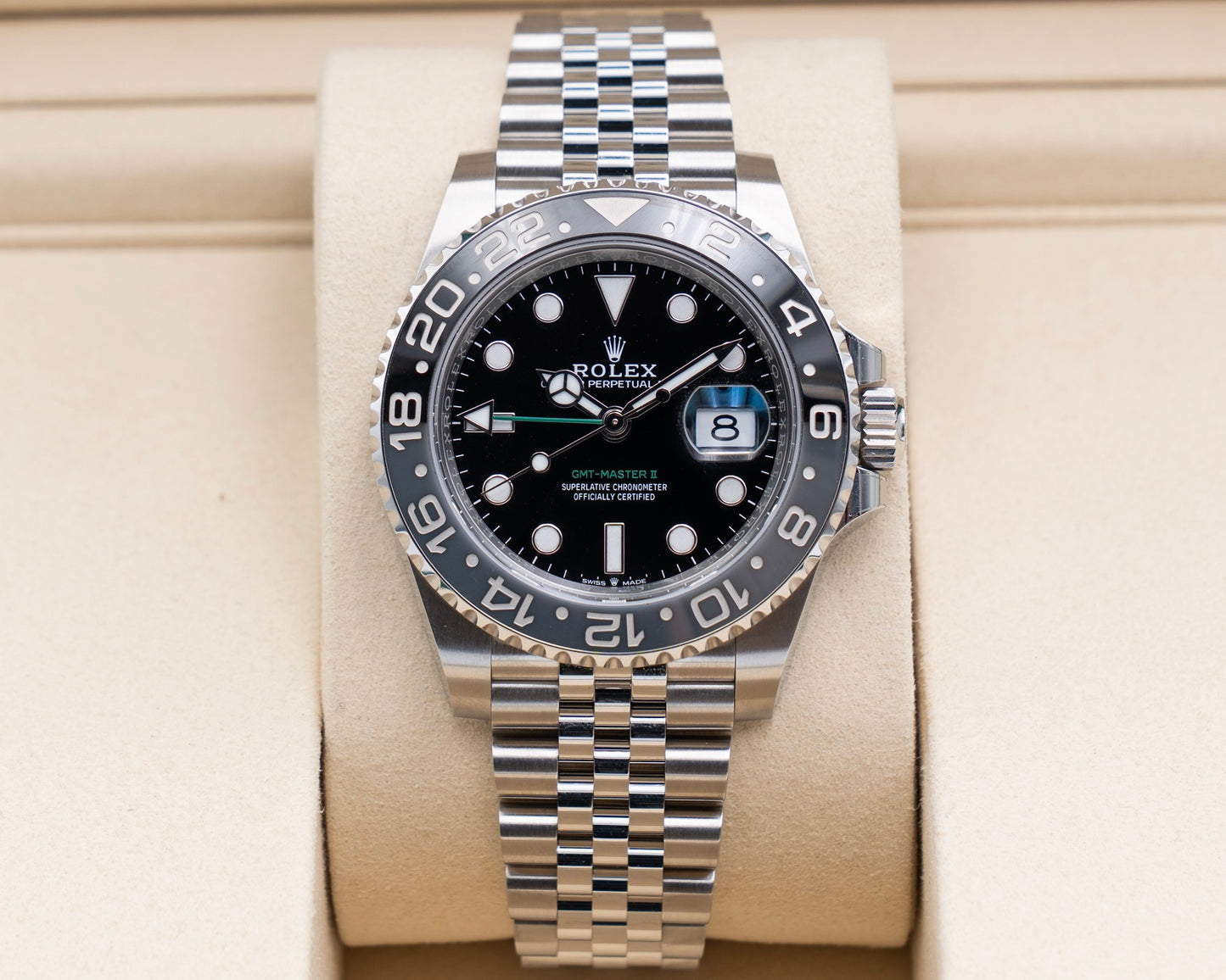 UNWORN Rolex GMT Master II 40mm 126710GRNR Bruce Wayne Wood Card 2026