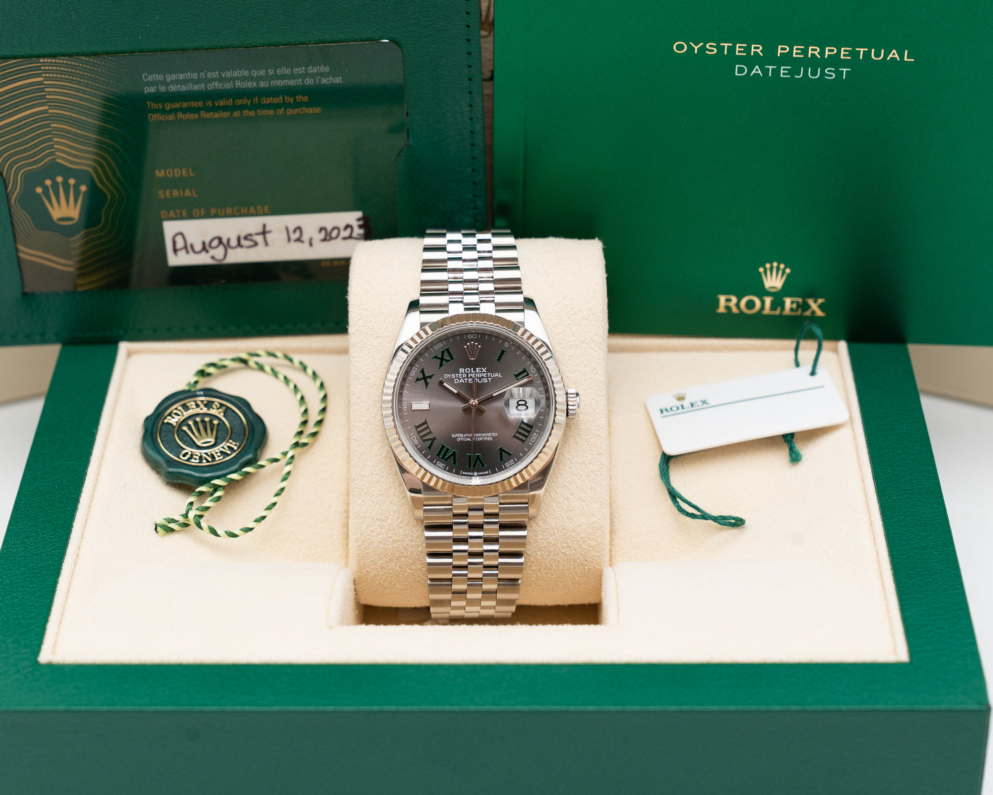 Rolex Datejust 126234 36mm Wilbledon Fluted Jubille 2023