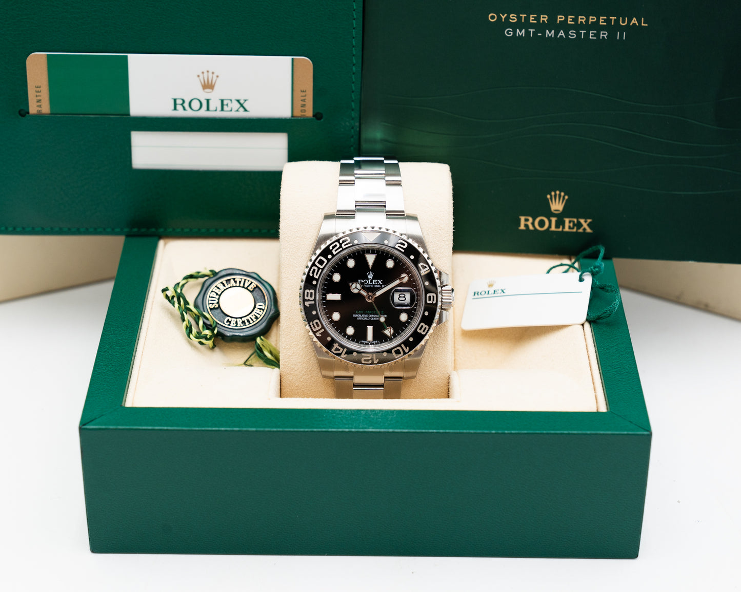 UNWORN STICKERED Rolex GMT Master II 40mm 116710LN Black Green Arrow 2017