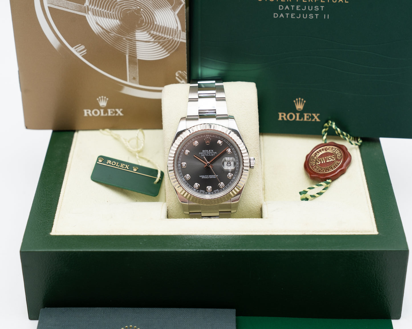 Rolex Datejust II 116334-0009 Fluted Dark Rhodium Diamond 2013
