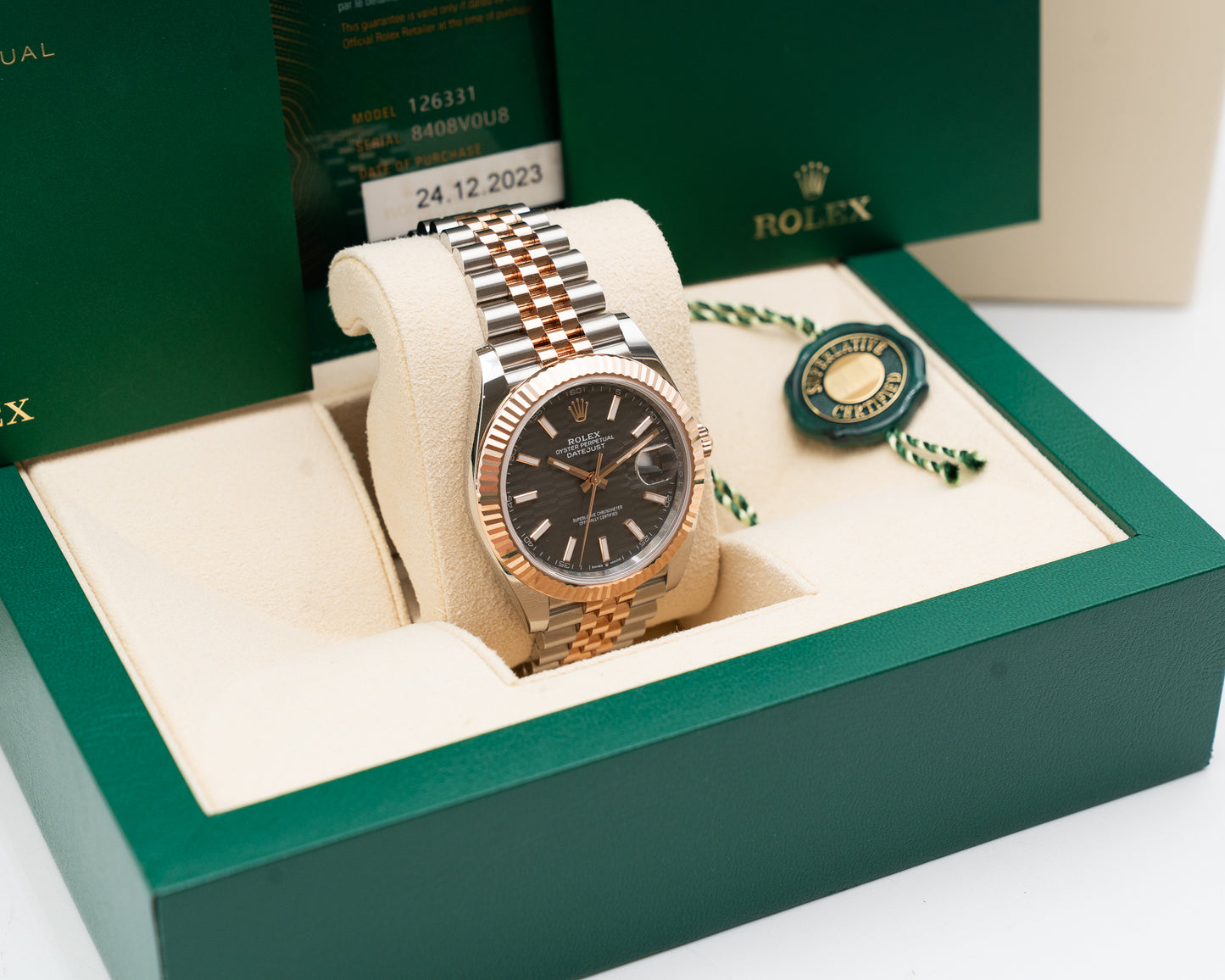 Rolex Datejust 126331 41mm Motif Dial Two Tone Rose Gold Jubilee Fluted Bezel 2023