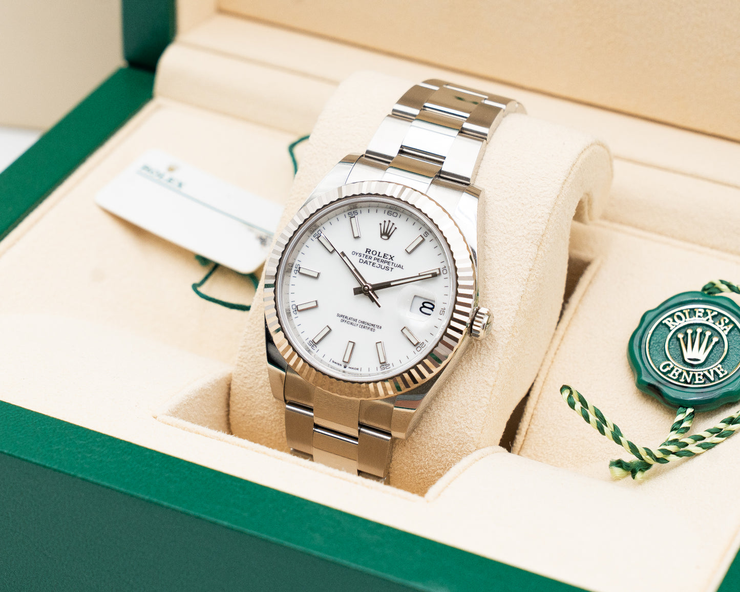 Rolex Datejust 41mm 126334 White Stick Dial Fluted Oyster 2021