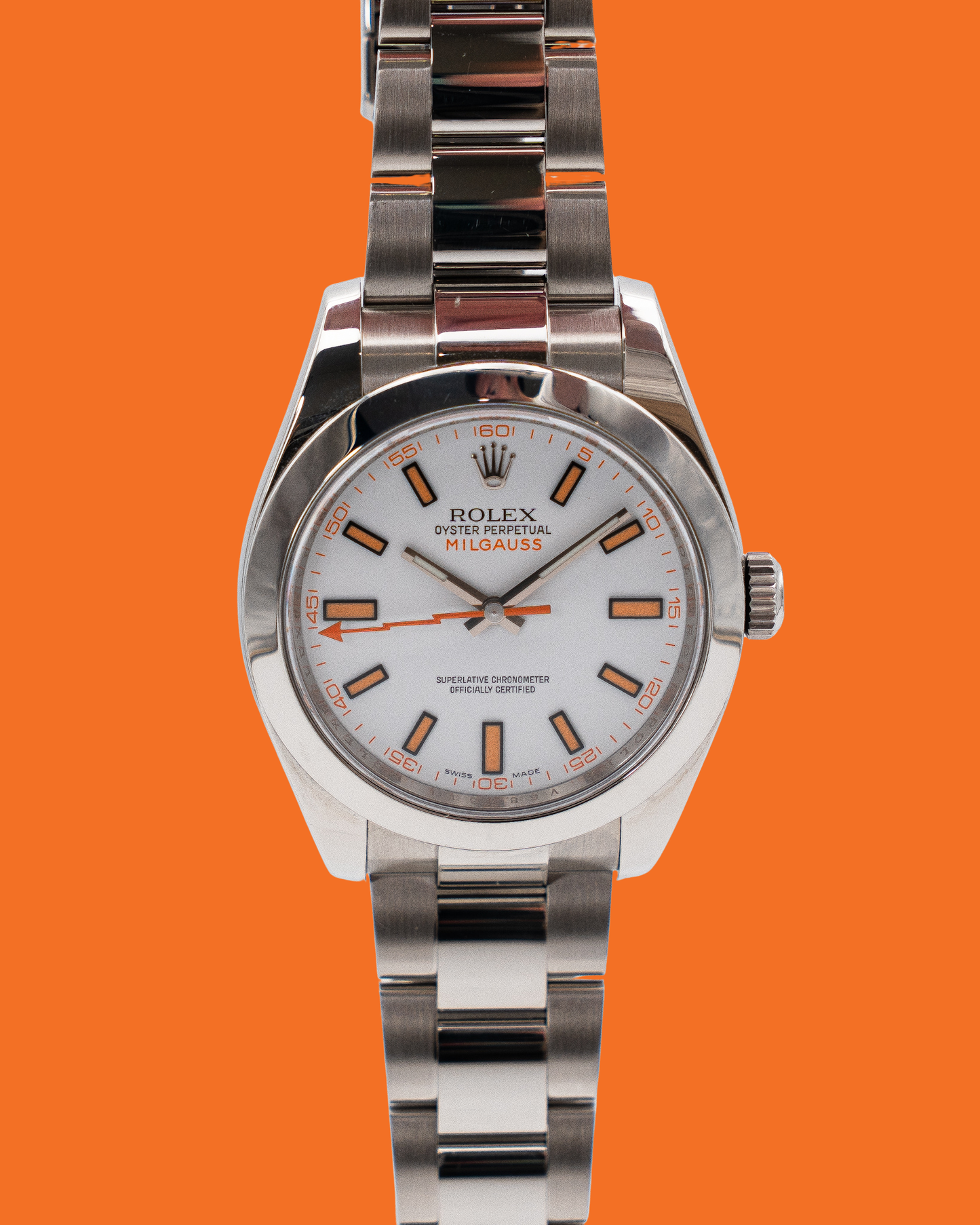 Rolex Milgauss 40mm 116400 White and Orange 2015