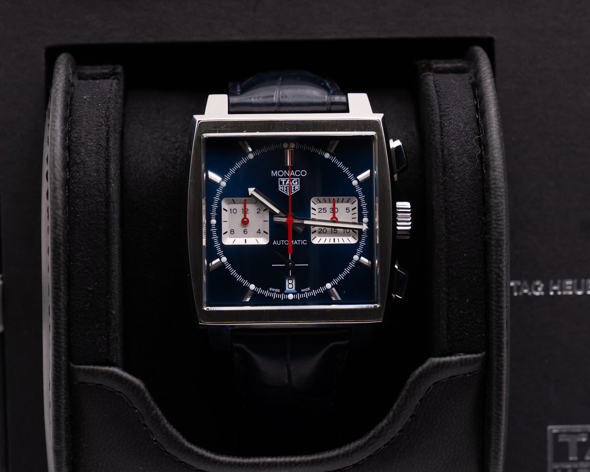 Tag Huer Monaco 39mm cbl2111-0 Blue Dial Blue Alligator Strap