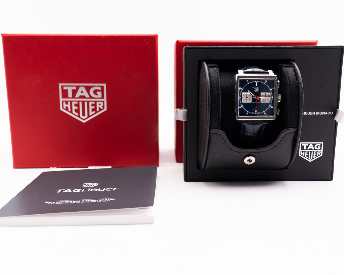 Tag Huer Monaco 39mm cbl2111-0 Blue Dial Blue Alligator Strap