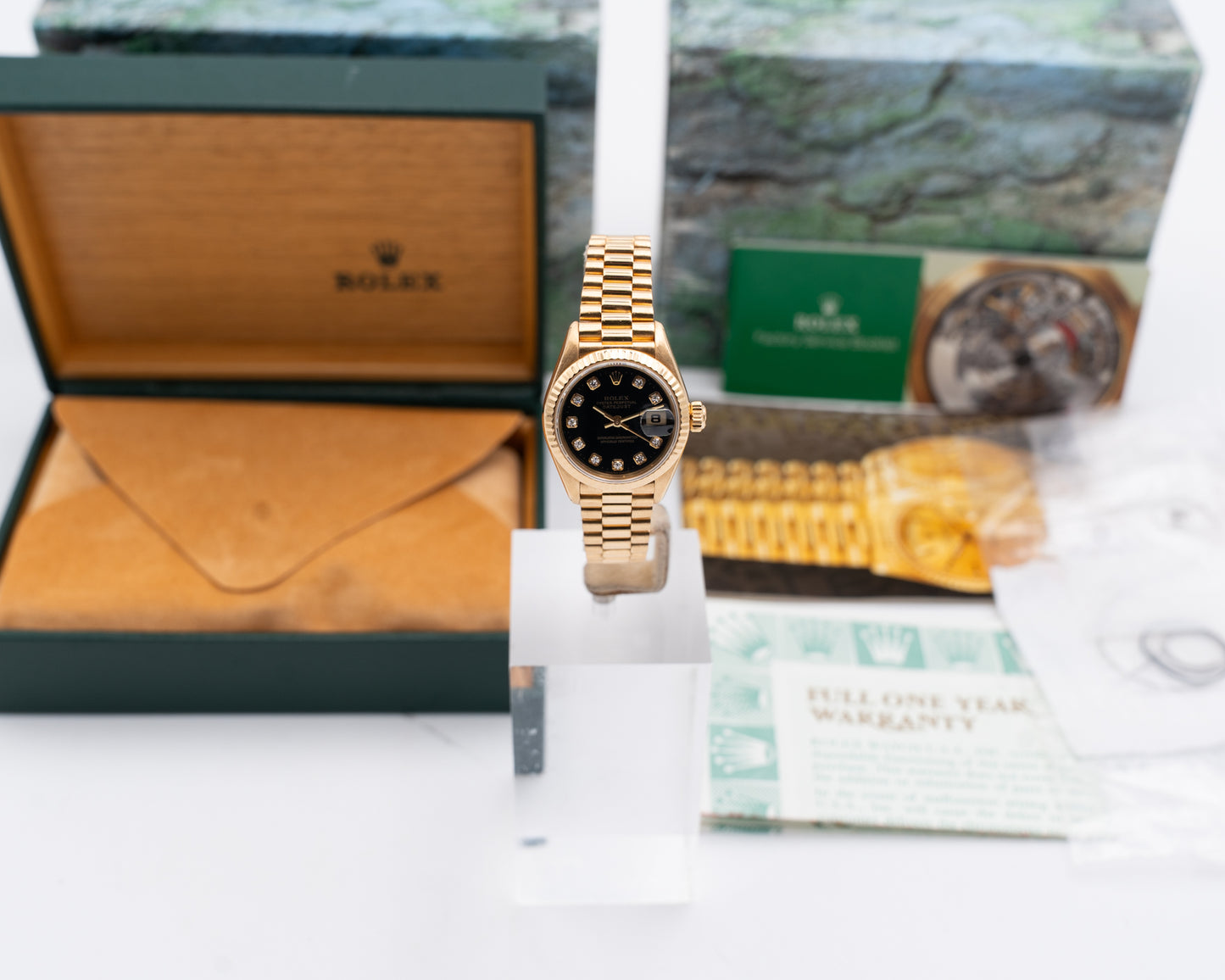 Rolex President 26mm 69178 Yellow Gold Black Diamond Dial 1998