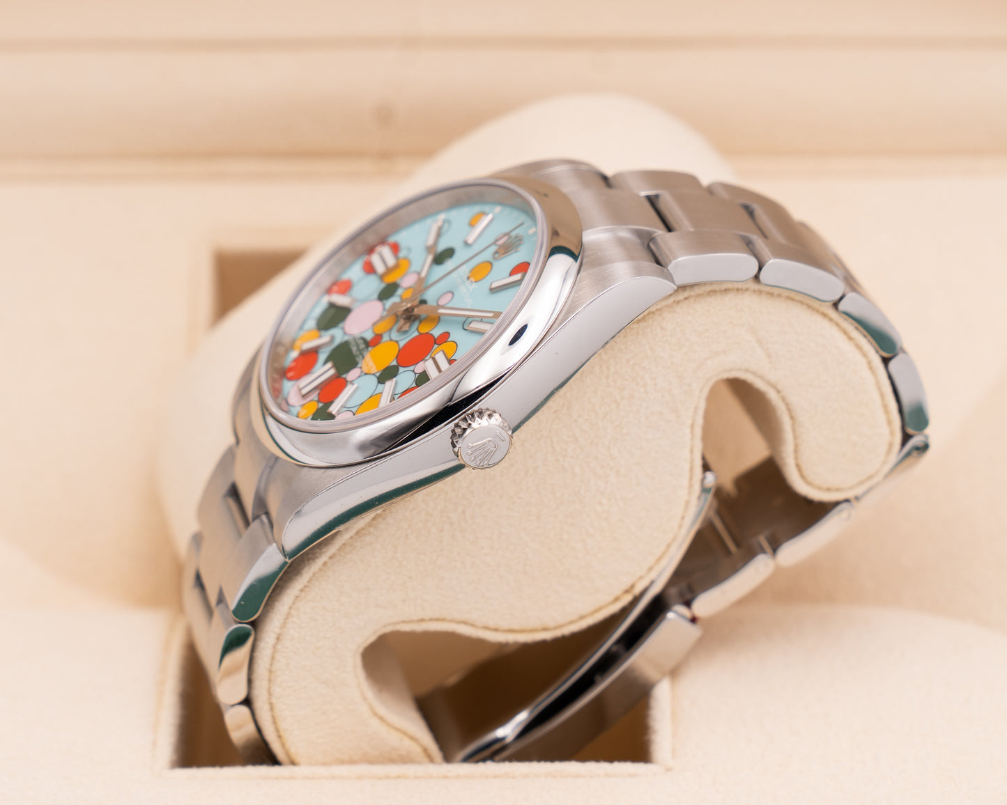 Unworn Stickers Rolex Oyster Perpetual  41mm 124300 Turquoise Blue Celebration Dial 2024