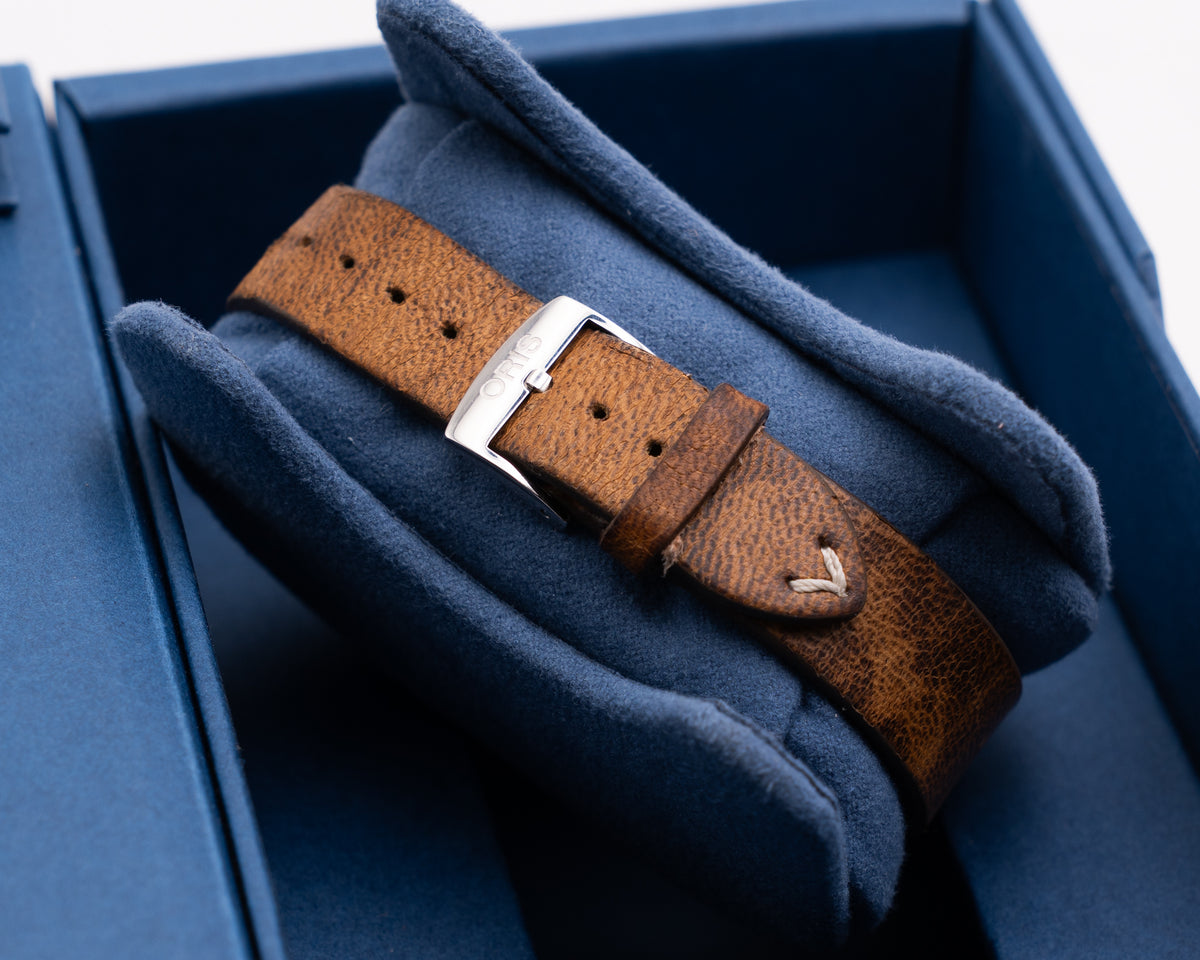 Oris Big Crown X Cervo Volante 38mm Blue Dial Deer Leather
