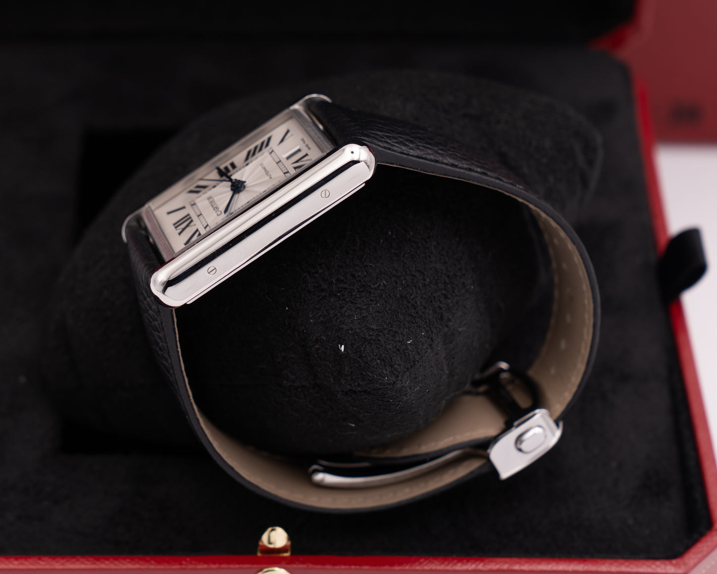 UNWORN STICKERED Cartier Tank 41mm WSTA0141 Silver Dial Black Strap