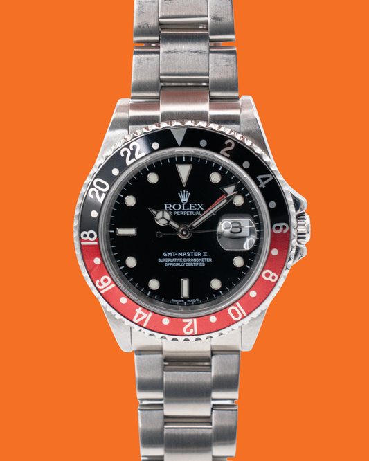 Rolex GMT-Master II 40mm 16710 Coke No Holes with lucky crown 2004 with RSC Card