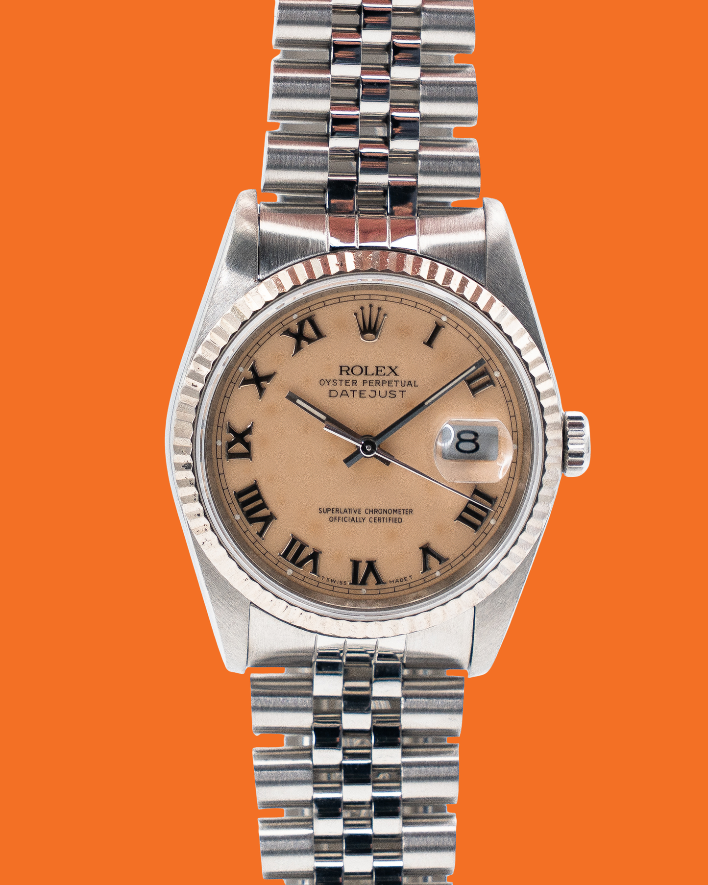 Rolex Datejust 16234 Cream Patina Roman Dial on Jubilee 1990