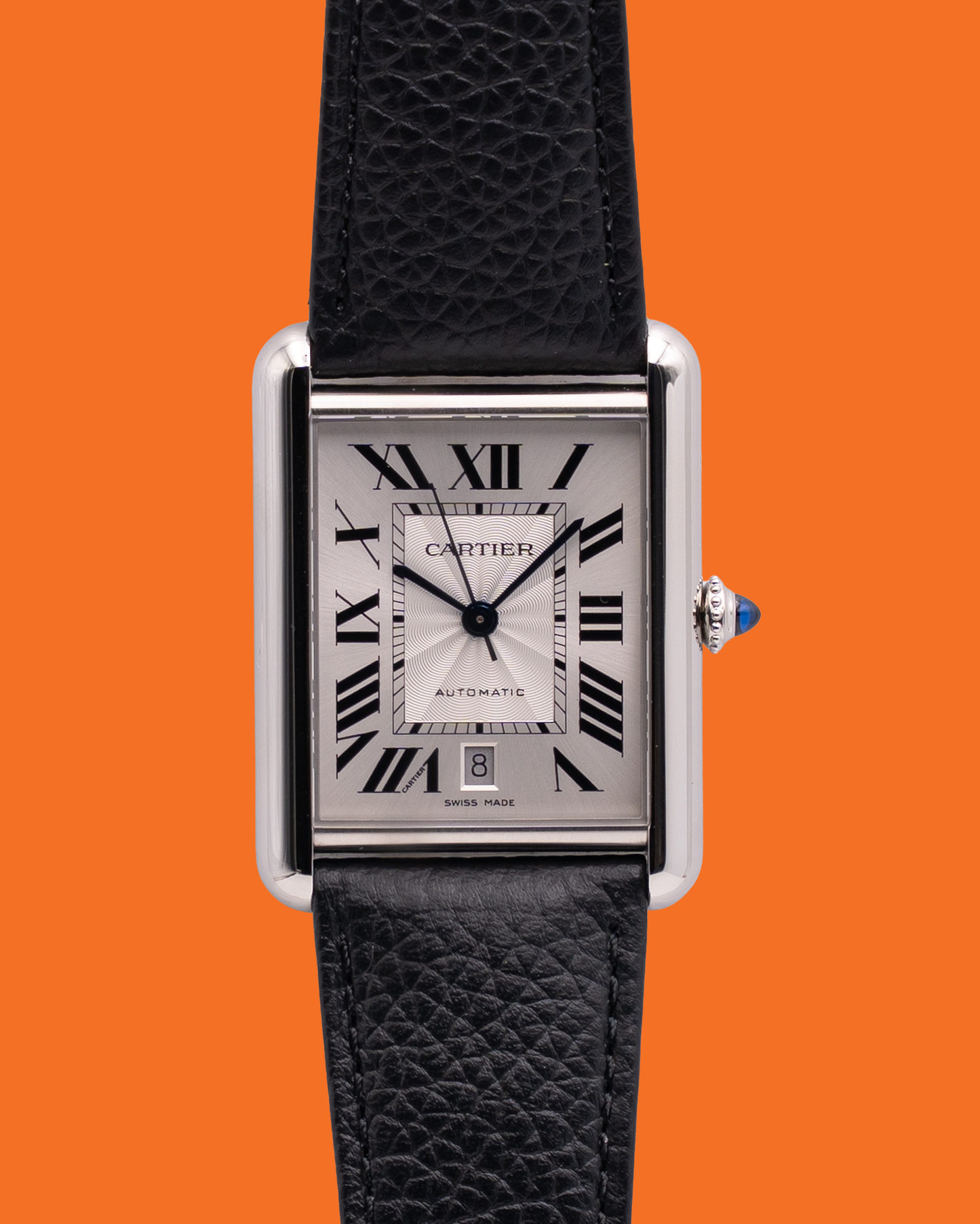 UNWORN STICKERED Cartier Tank 41mm WSTA0141 Silver Dial Black Strap