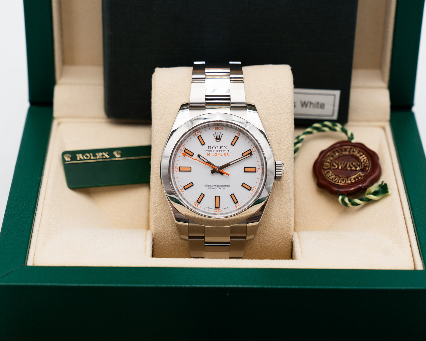 Rolex Milgauss 40mm 116400 White and Orange 2015