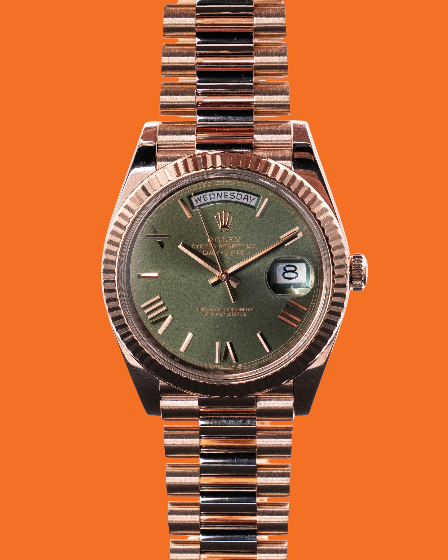 Rolex Day Date 40MM 228235 Olive Green Roman Everose 2017