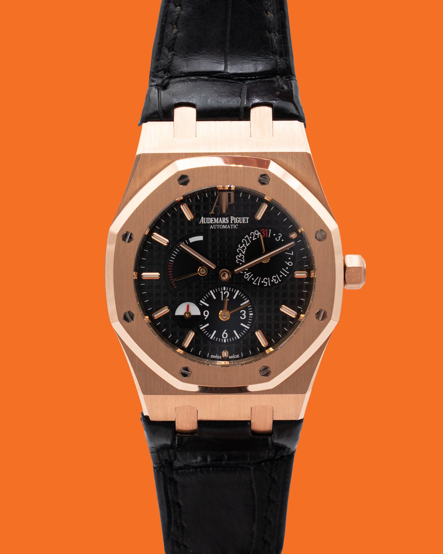 Audemars Piguet Royal Oak 39mm 26120OR Dual Time Rose Gold Black Dial