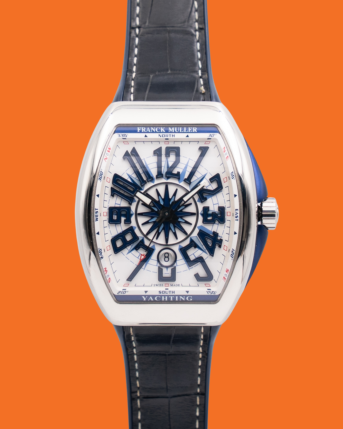 Franck Muller Vanguard 44mm V 45 SC DT Yachting Blue and White Dial