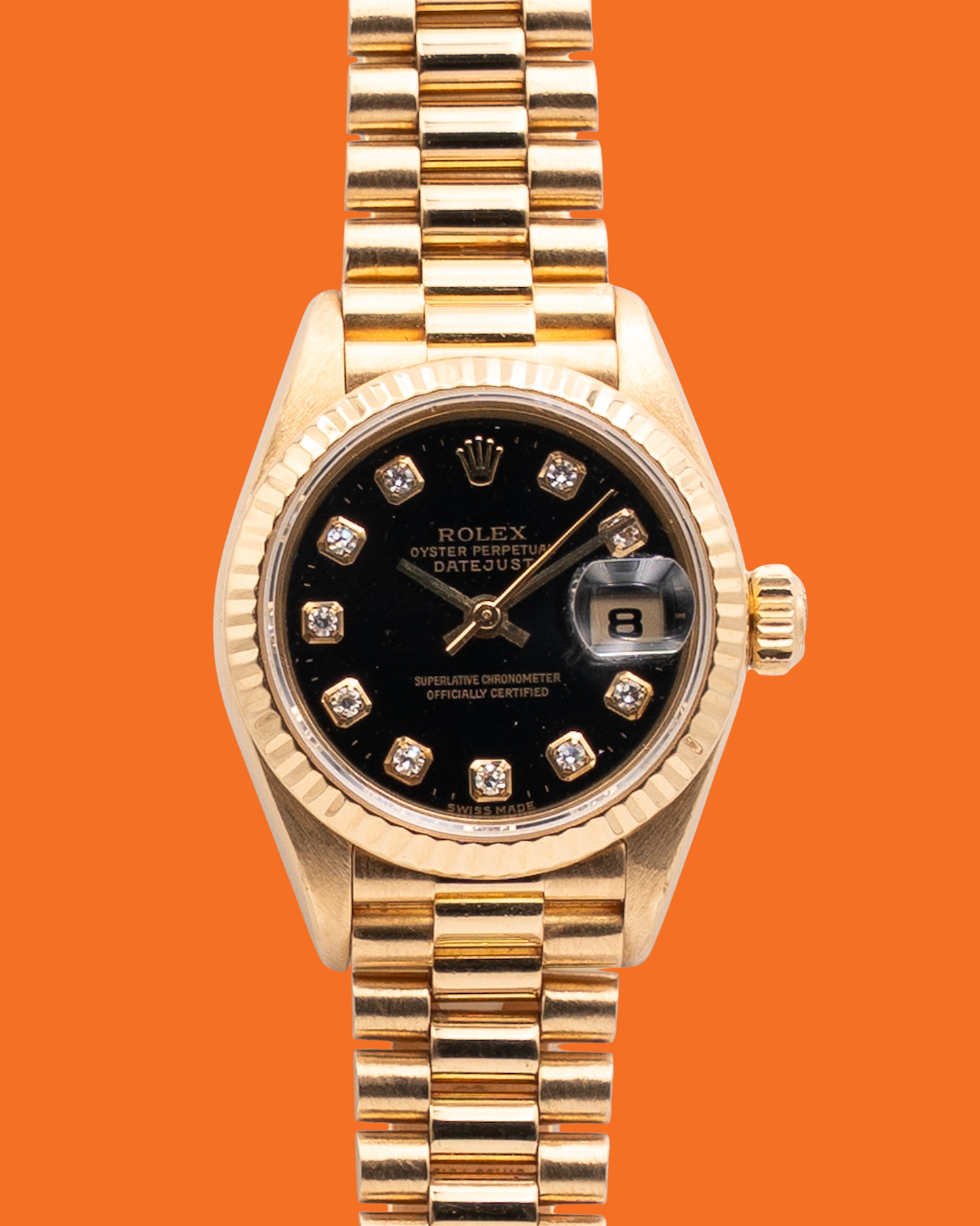 Rolex President 26mm 69178 Yellow Gold Black Diamond Dial 1998