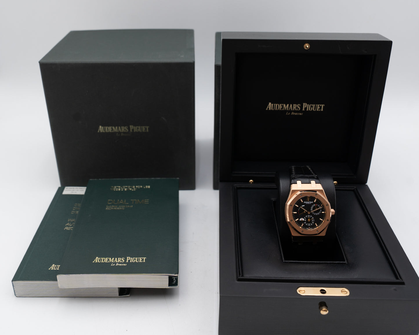 Audemars Piguet Royal Oak 39mm 26120OR Dual Time Rose Gold Black Dial