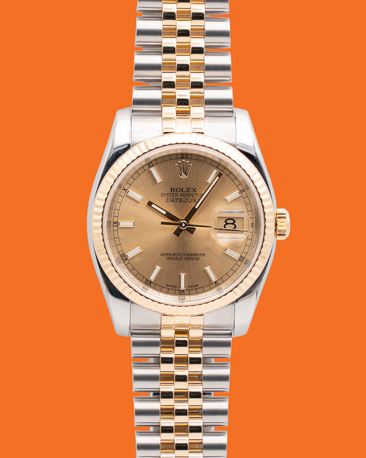Rolex Datejust 36mm 116233 Two Tone Champagne Jubilee 2008