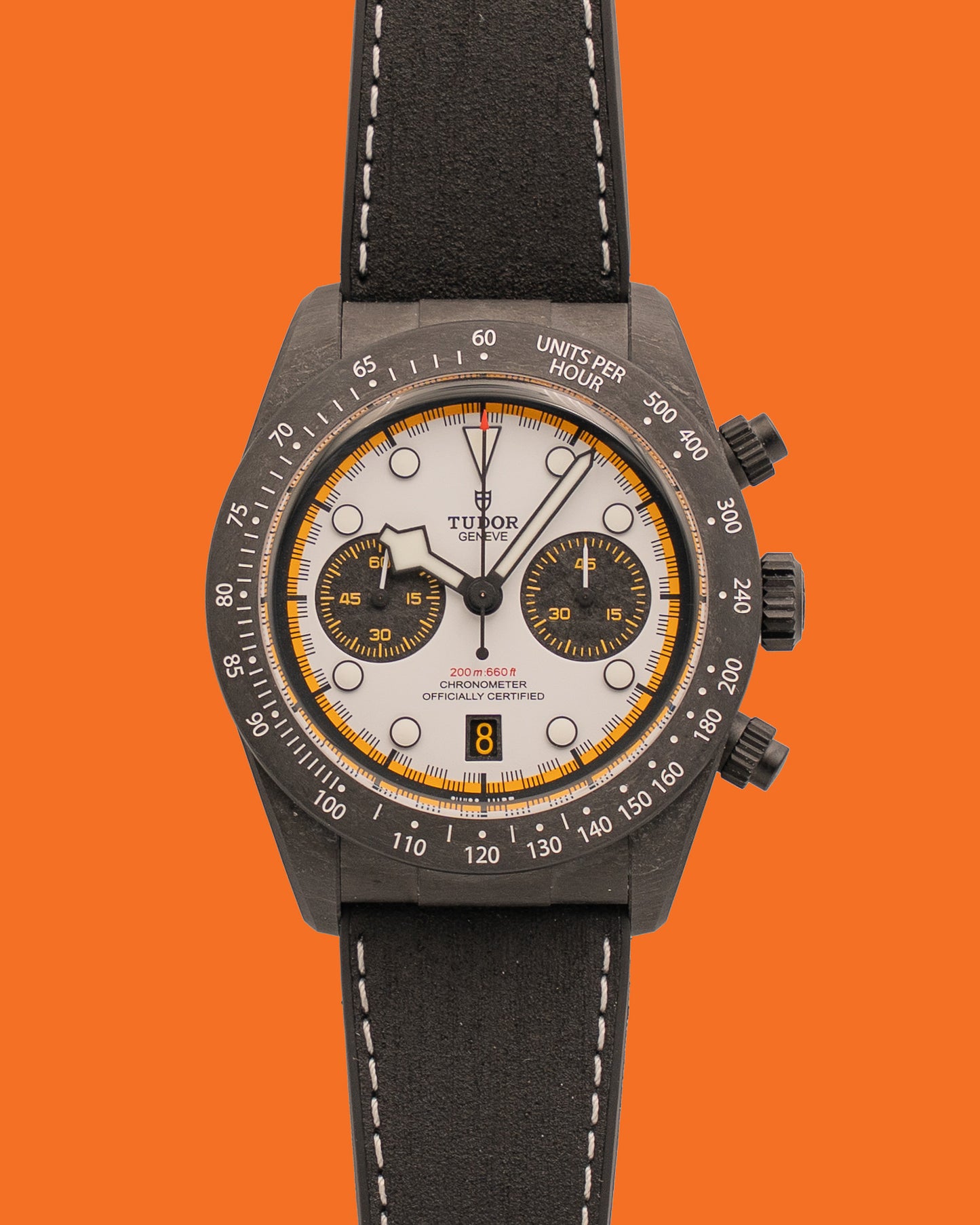 UNWORN Tudor Black bay Chrono Carbon 26 42mm 79377KN Carbon Case Yellow and White Dial 2026