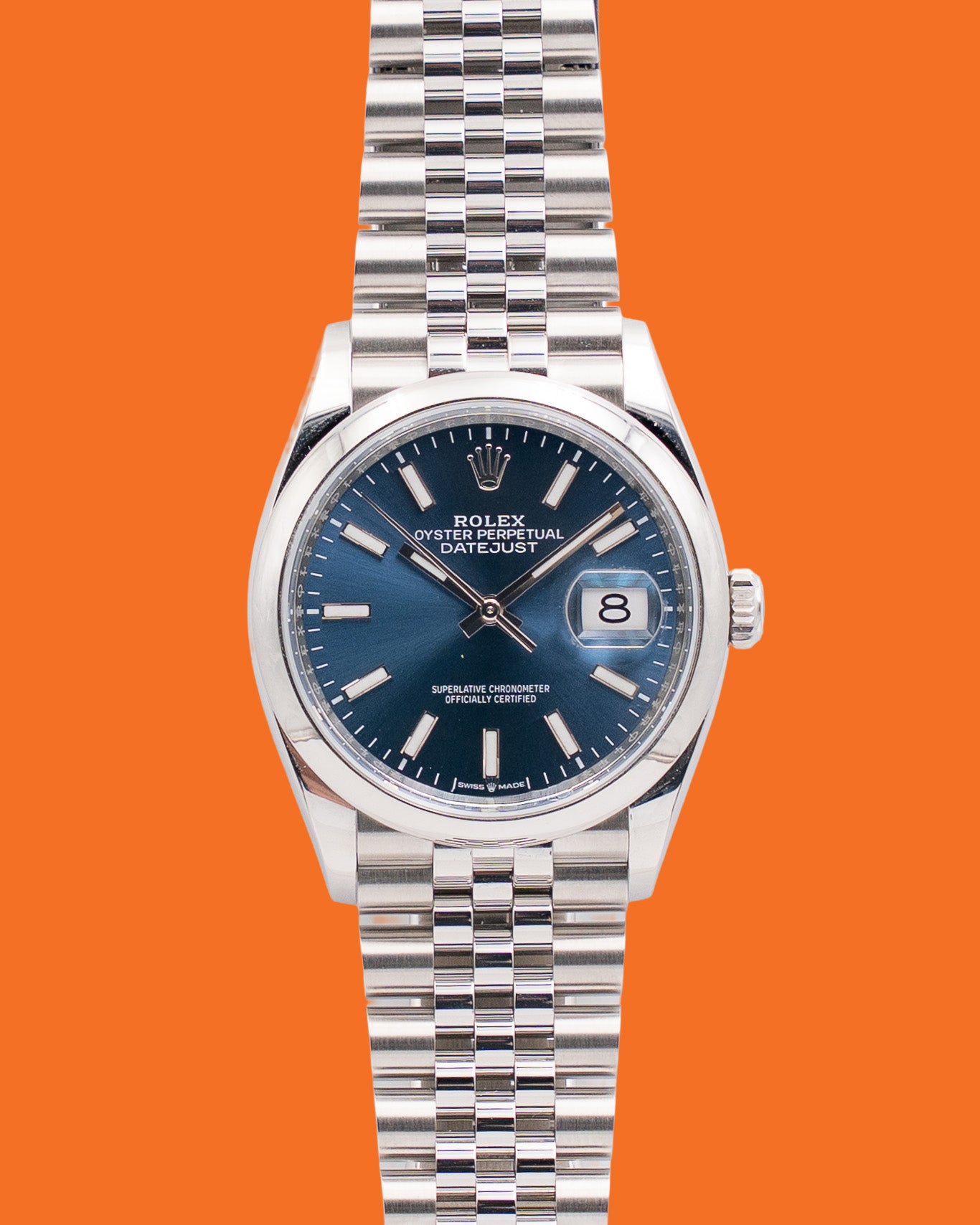 Rolex datejust 36mm 126200 Blue Stick Dial Smooth Jubilee 2024
