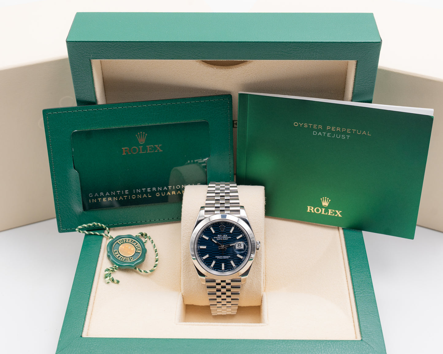 Rolex Datejust 41mm 126300 Blue Motif on Jubilee 2022