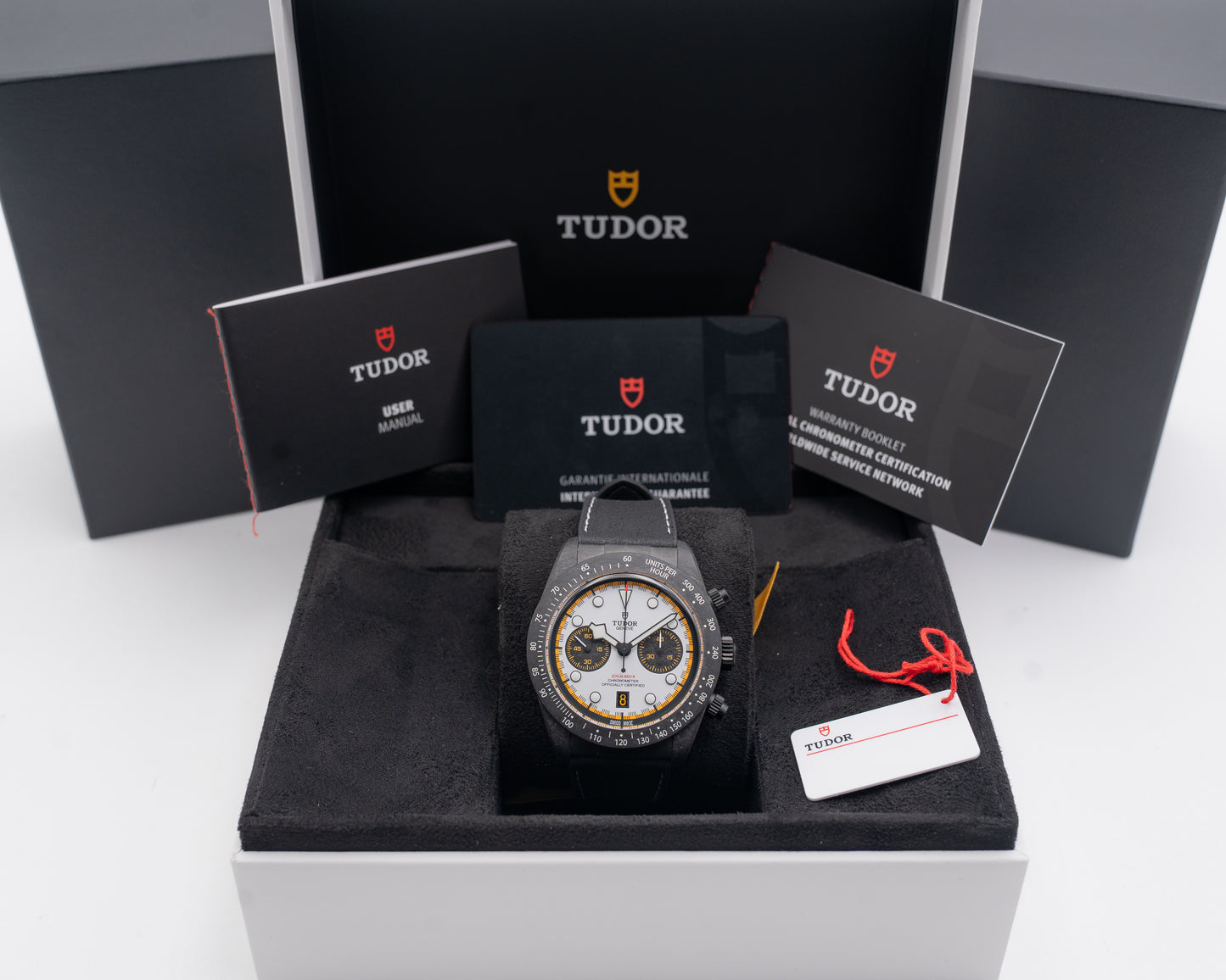 UNWORN Tudor Black bay Chrono Carbon 26 42mm 79377KN Carbon Case Yellow and White Dial 2026